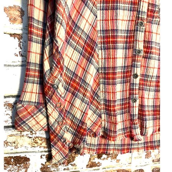 Free People Plaid Blouse in Red and Blue - Picture 9 of 14